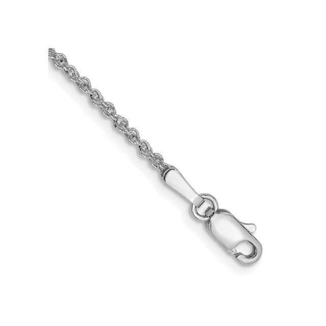 14K White Gold 1.7 mm Polished Chain Anklet, Solid