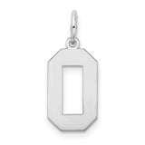 Medium Satin Inlay Number 0 Charm Pendant in Real 14k White Gold