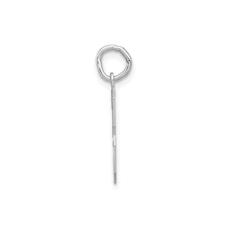 14k White Gold Number 3 Pendant Charm with Textured Finish and Polished Edges