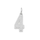 14k White Gold Number 4 Charm Pendant with Polished Satin Finish