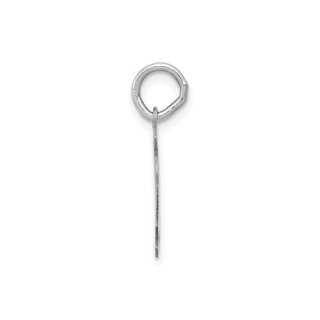 14k White Gold Number Five Charm Pendant, Bold Block Design with Textured Satin Finish