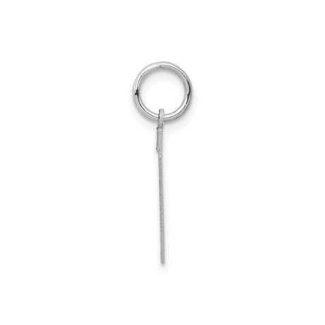 14k White Gold Number 7 Pendant, Textured Finish Minimalist Charm for Women or Unisex Wear