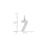 14k White Gold Number 7 Pendant, Textured Finish Minimalist Charm for Women or Unisex Wear
