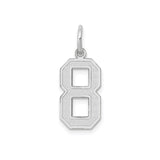 14k White Gold Number 8 Pendant Charm, Satin Finish, Numerology Symbol for Balance and Success
