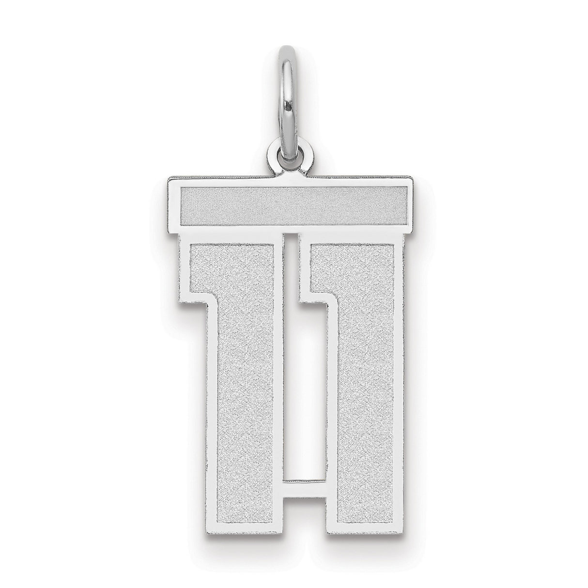 Medium Satin Number 11 Charm Pendant in Real 14k White Gold