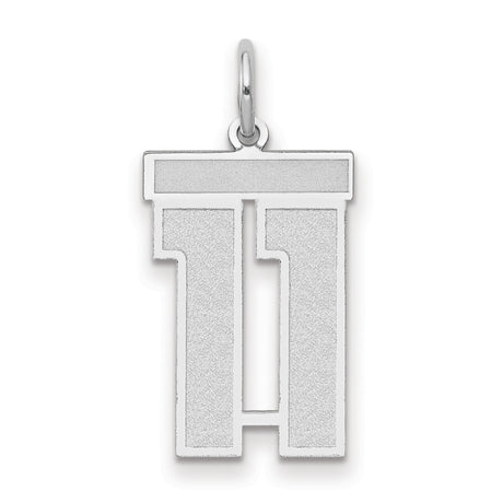 Medium Satin Number 11 Charm Pendant in Real 14k White Gold