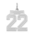 14k White Gold Number 22 Pendant, Bold Jersey Style Sports Charm for Men or Women