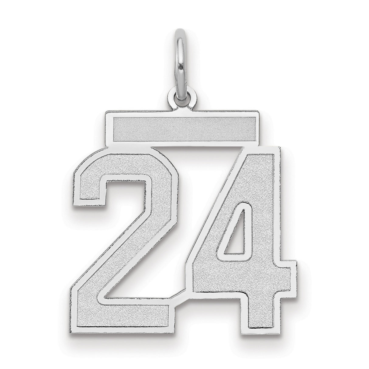 14k White Gold Number 24 Pendant, Varsity Style Sports Charm