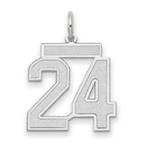 14k White Gold Number 24 Pendant, Varsity Style Sports Charm