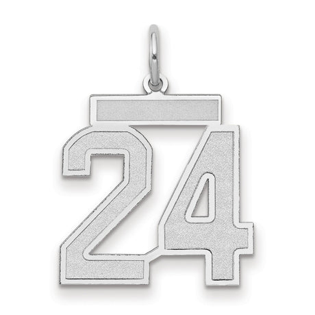 14k White Gold Number 24 Pendant, Varsity Style Sports Charm