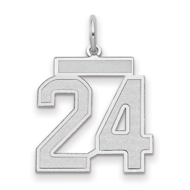 14k White Gold Number 24 Pendant, Varsity Style Sports Charm