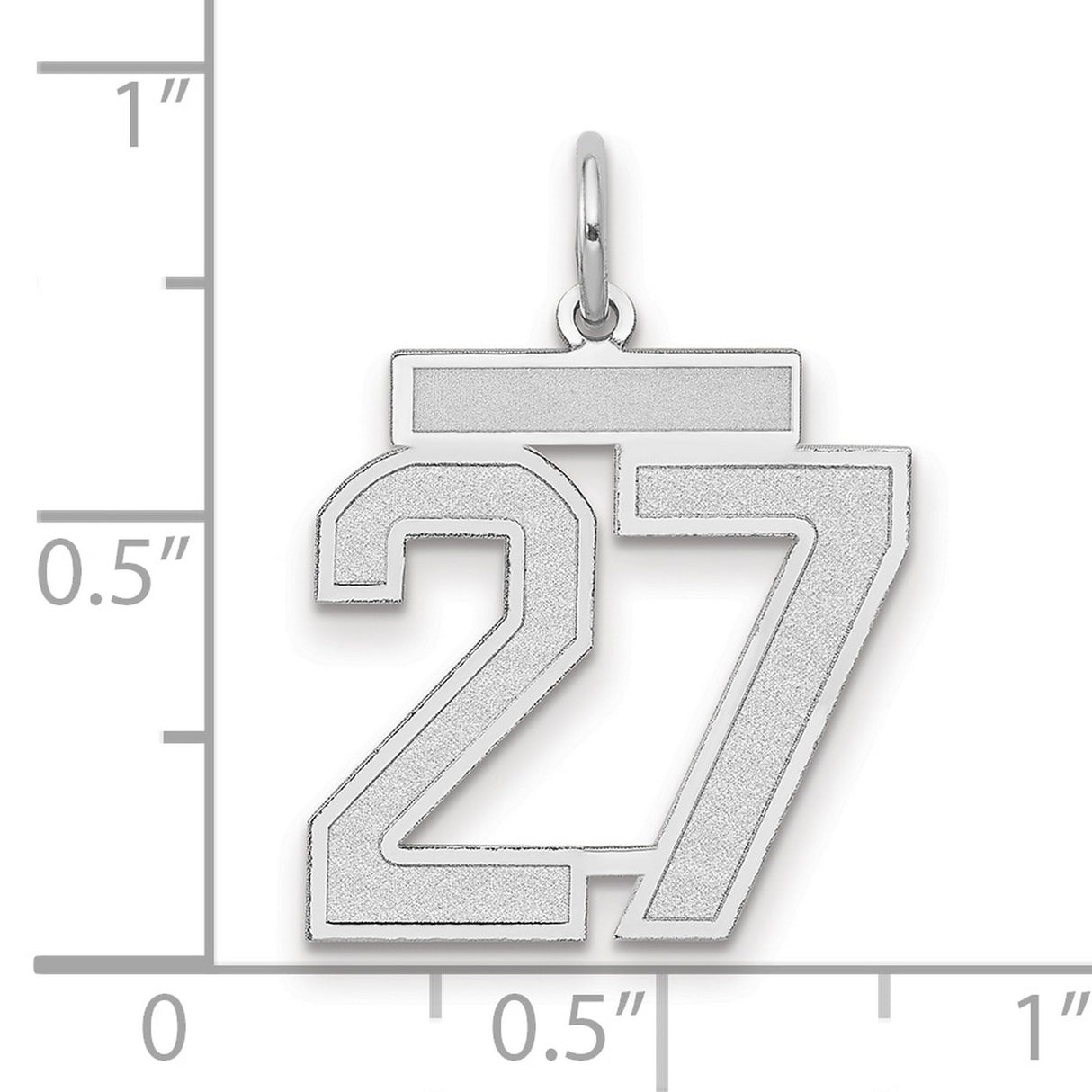 Medium Satin Number 27 Charm Pendant in Real 14k White Gold