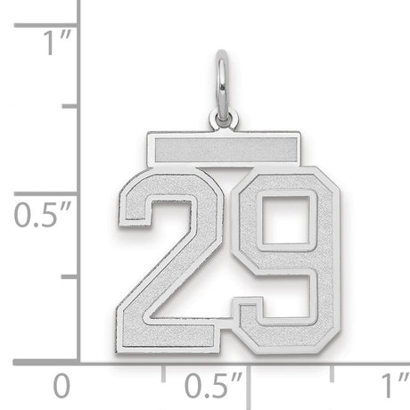 Medium Satin Number 29 Charm Pendant in Real 14k White Gold