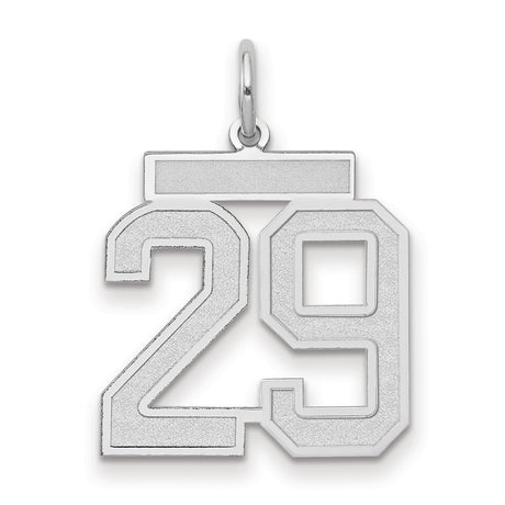 Medium Satin Number 29 Charm Pendant in Real 14k White Gold