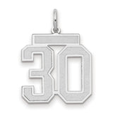 14k White Gold Number 30 Pendant, Bold Varsity Style Unisex Charm for Birthday or Anniversary