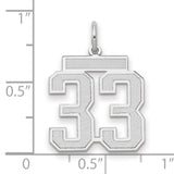 14k White Gold Number 33 Pendant in Bold Varsity Font, Unisex Sports Charm
