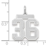 Medium Satin Number 36 Charm Pendant in Real 14k White Gold
