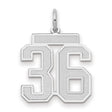 Medium Satin Number 36 Charm Pendant in Real 14k White Gold