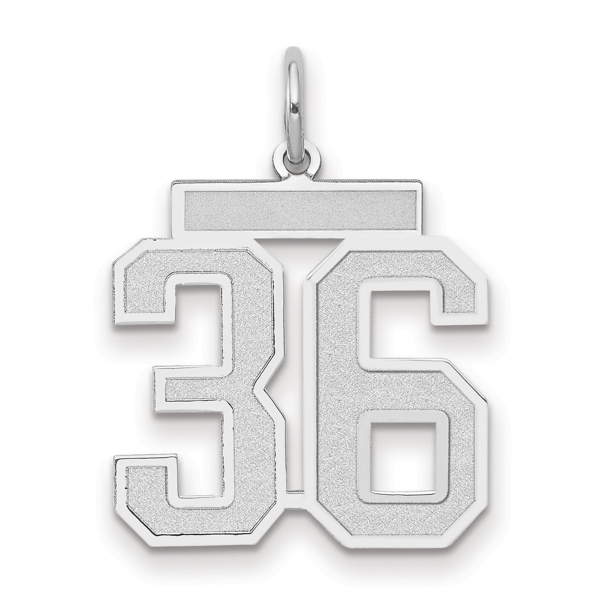 Medium Satin Number 36 Charm Pendant in Real 14k White Gold