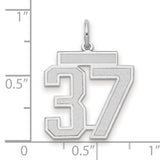 Medium Satin Number 37 Charm Pendant in Real 14k White Gold