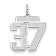 Medium Satin Number 37 Charm Pendant in Real 14k White Gold