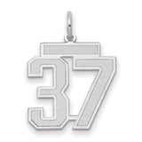 Medium Satin Number 37 Charm Pendant in Real 14k White Gold