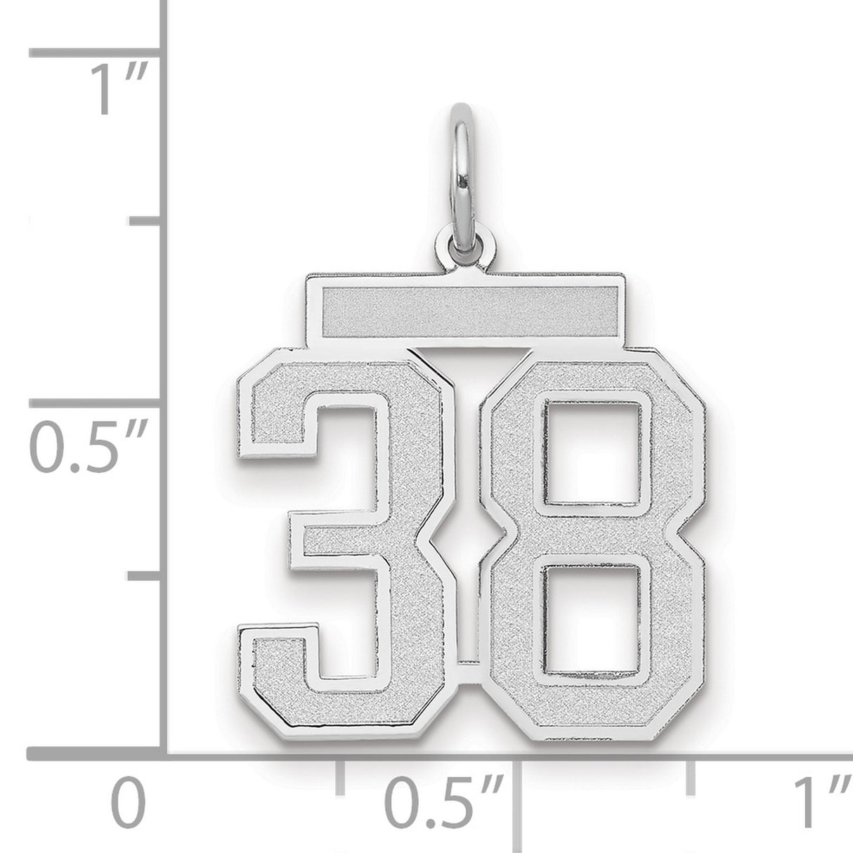 Medium Satin Number 38 Charm Pendant in Real 14k White Gold