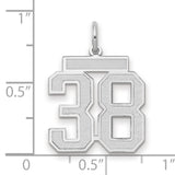 Medium Satin Number 38 Charm Pendant in Real 14k White Gold