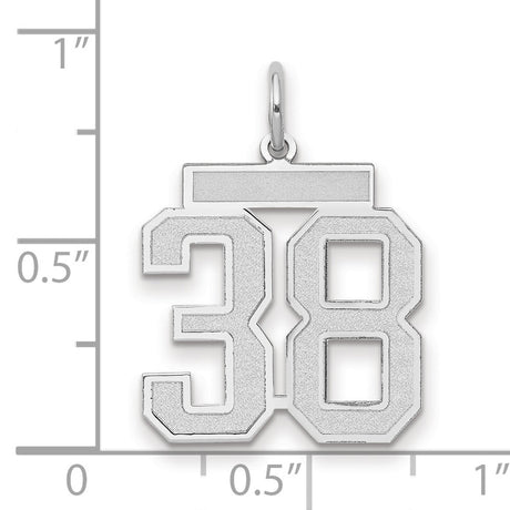 Medium Satin Number 38 Charm Pendant in Real 14k White Gold