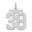 Medium Satin Number 38 Charm Pendant in Real 14k White Gold