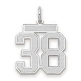 Medium Satin Number 38 Charm Pendant in Real 14k White Gold