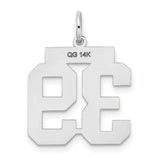 Medium Satin Number 39 Charm Pendant in Real 14k White Gold