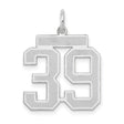Medium Satin Number 39 Charm Pendant in Real 14k White Gold