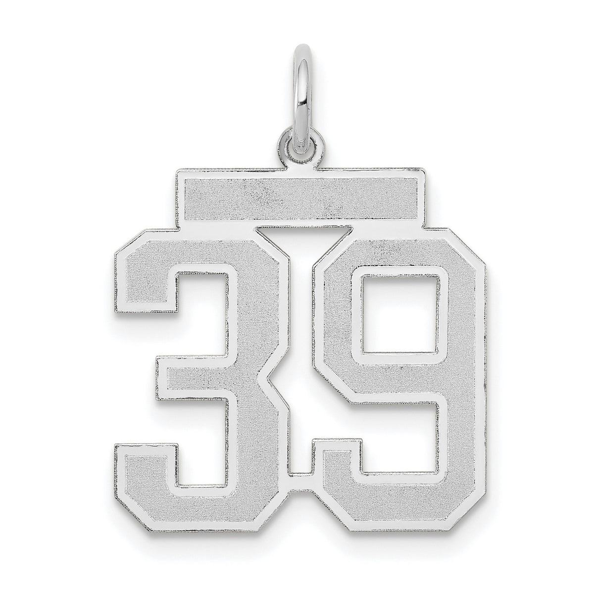 Medium Satin Number 39 Charm Pendant in Real 14k White Gold