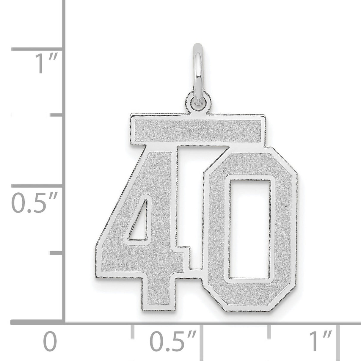 Medium Satin Number 40 Charm Pendant in Real 14k White Gold