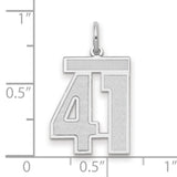 Medium Satin Number 41 Charm Pendant in Real 14k White Gold