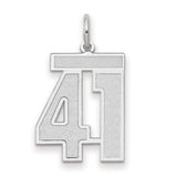 Medium Satin Number 41 Charm Pendant in Real 14k White Gold
