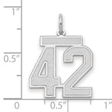 Medium Satin Number 42 Charm Pendant in Real 14k White Gold