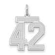 Medium Satin Number 42 Charm Pendant in Real 14k White Gold