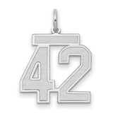 Medium Satin Number 42 Charm Pendant in Real 14k White Gold