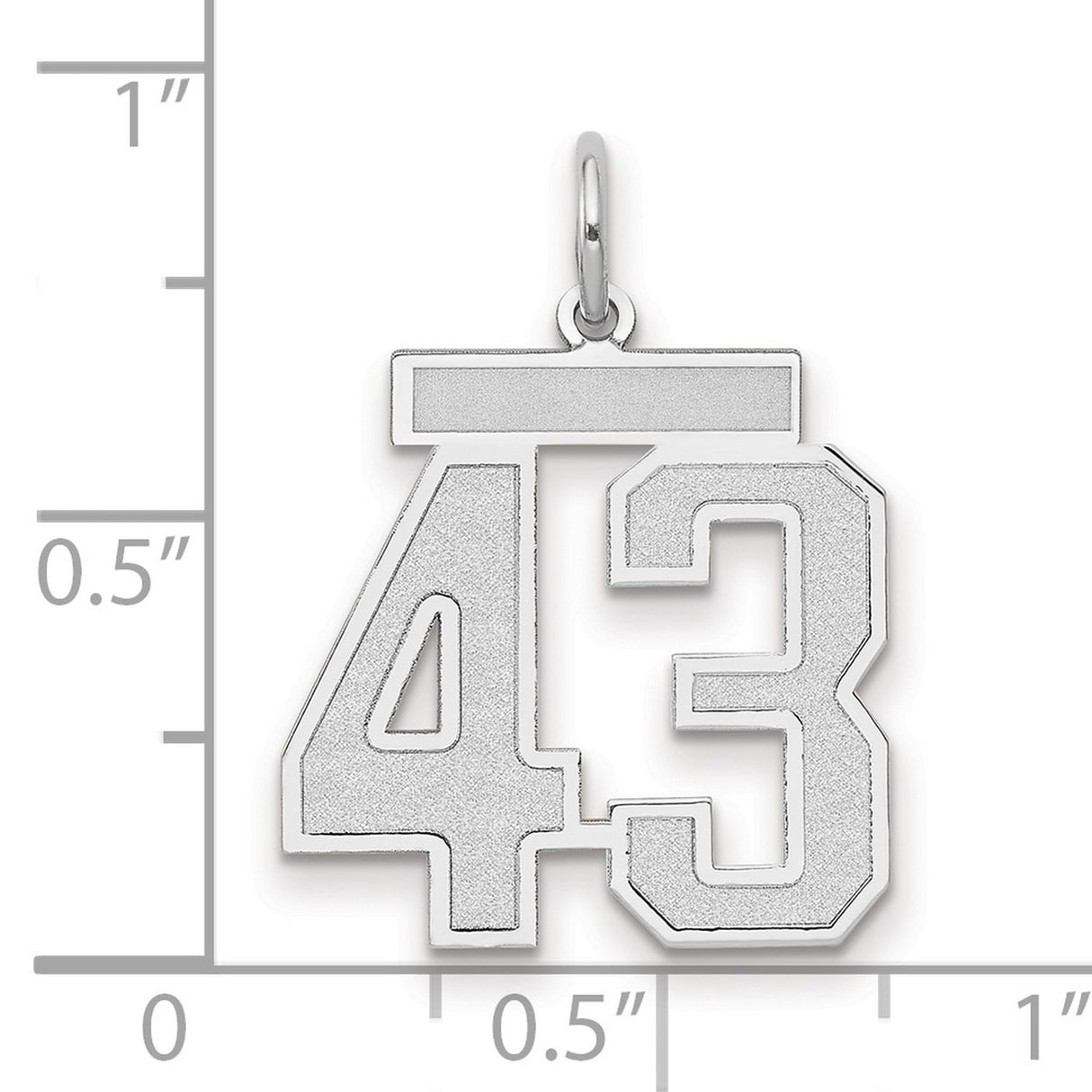 Medium Satin Number 43 Charm Pendant in Real 14k White Gold