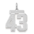 Medium Satin Number 43 Charm Pendant in Real 14k White Gold