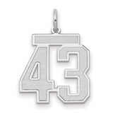 Medium Satin Number 43 Charm Pendant in Real 14k White Gold