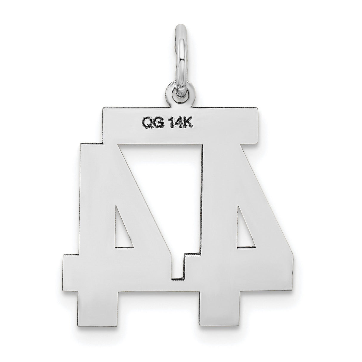 Medium Satin Number 44 Charm Pendant in Real 14k White Gold
