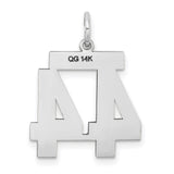 Medium Satin Number 44 Charm Pendant in Real 14k White Gold
