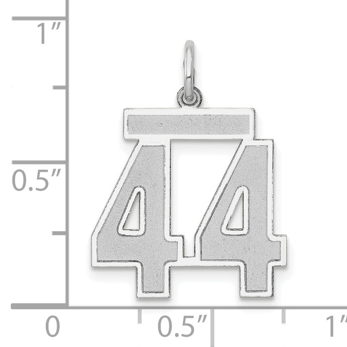 Medium Satin Number 44 Charm Pendant in Real 14k White Gold