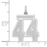 Medium Satin Number 44 Charm Pendant in Real 14k White Gold