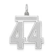 Medium Satin Number 44 Charm Pendant in Real 14k White Gold