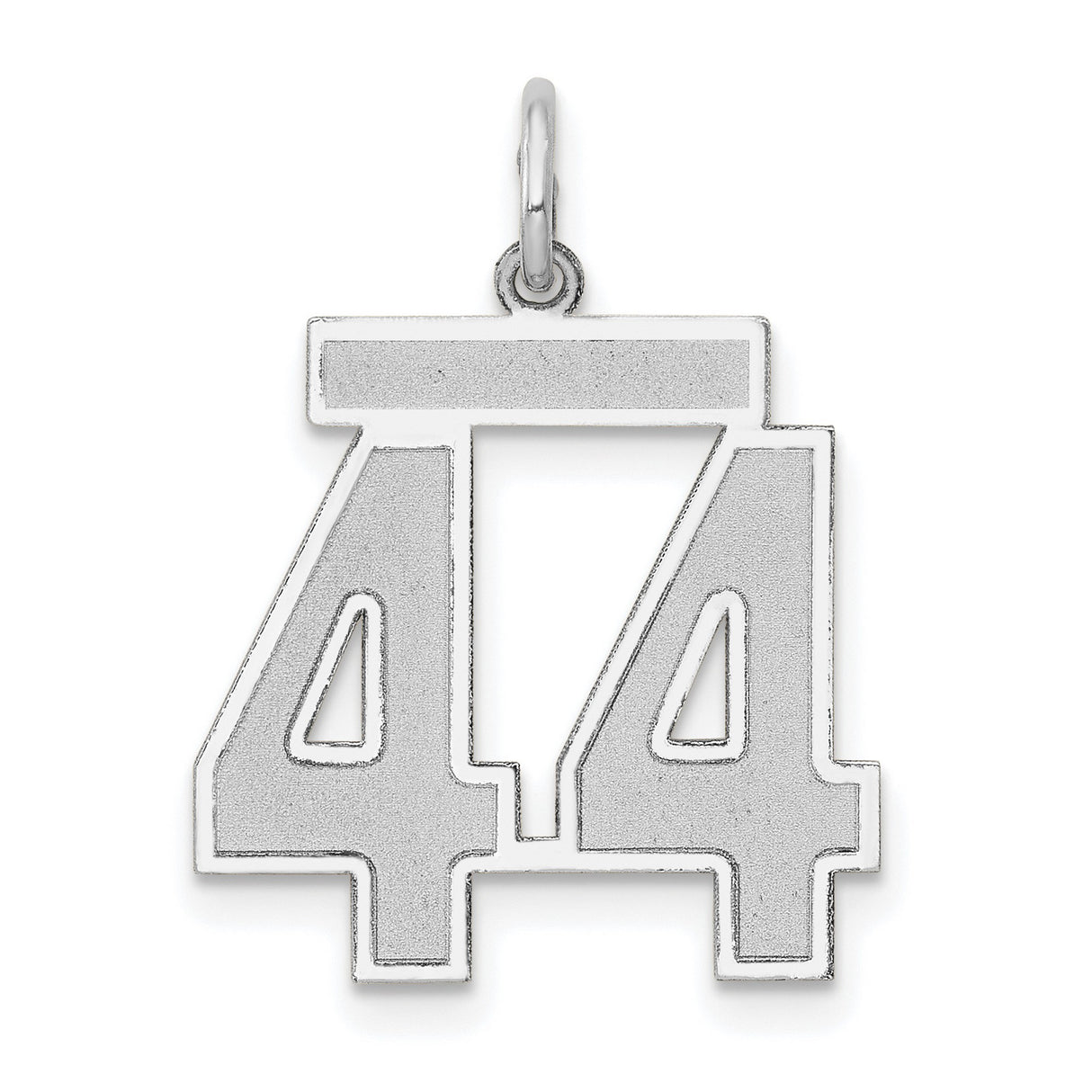 Medium Satin Number 44 Charm Pendant in Real 14k White Gold