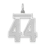 Medium Satin Number 44 Charm Pendant in Real 14k White Gold